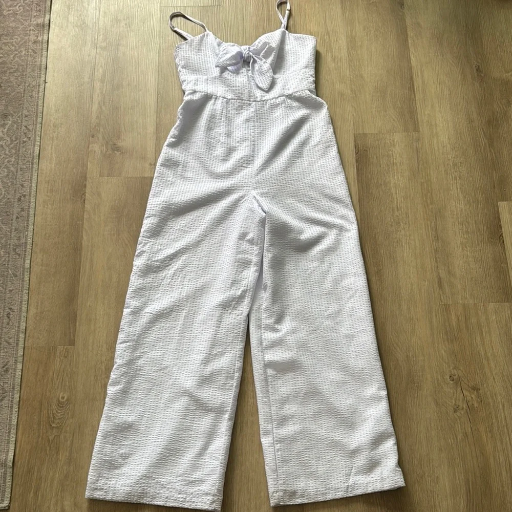 Hutch Anthropologie Seersucker Bow Front Jumpsuit sz 6 - Picture 2 of 13